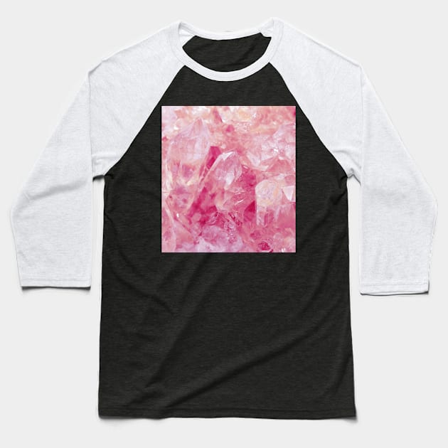 Pink Rose Quartz Crystal Geode Baseball T-Shirt by NewburyBoutique